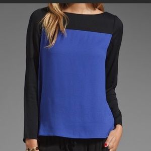 Joie “Aliso” color blocked blouse
